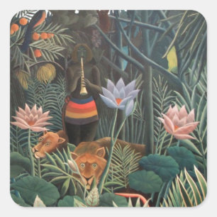 Henri Rousseau Der Traum Dschungel Blumen Naive Ku Quadratischer Aufkleber