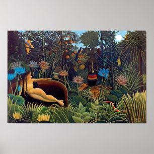 Henri Rousseau Der Traum - Dschungelfrau mit Tiere Poster
