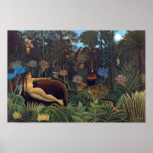 Henri Rousseau Der Traum - Dschungelfrau mit Tiere Poster