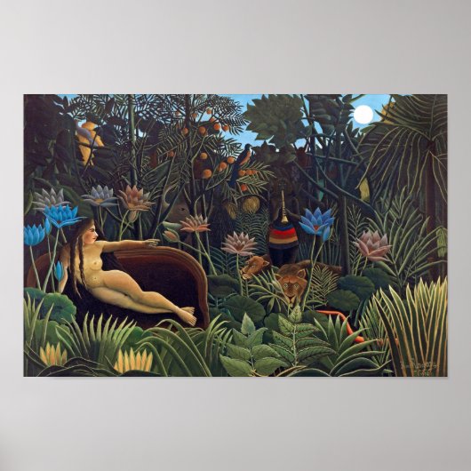 Henri Rousseau Der Traum - Jungle Frauen und Tiere Poster (Vorne)