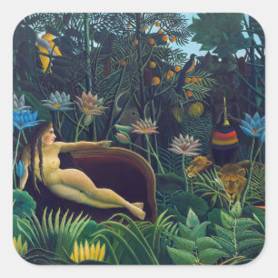 Henri Rousseau - Der Traum / Le Reve Quadratischer Aufkleber