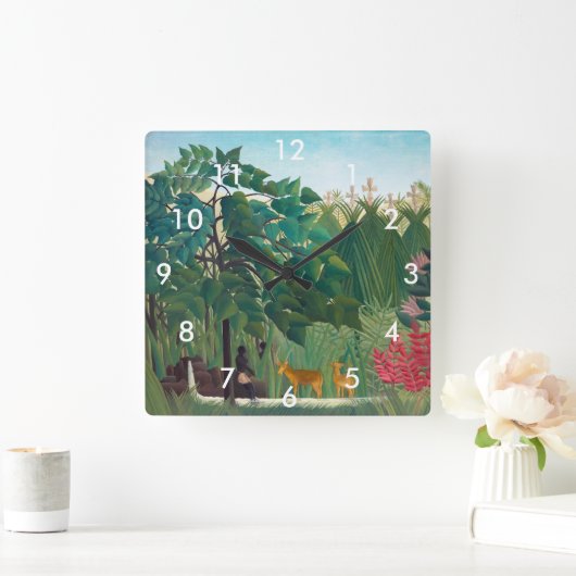 Henri Rousseau - Der Wasserfall Quadratische Wanduhr (Zuhause)