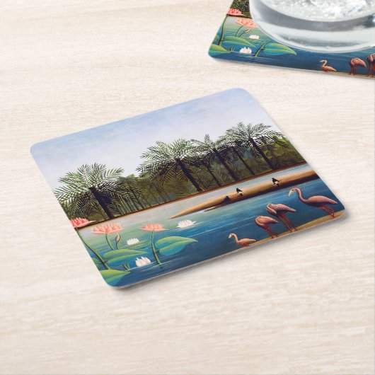 Henri Rousseau - Die Flamingos Rechteckiger Pappuntersetzer (angewinkelt)
