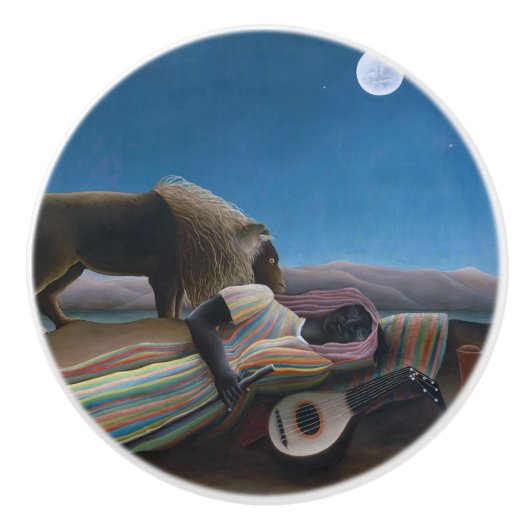 Henri Rousseau - Die schlafende Sinti und Roma Keramikknauf (Vorderseite)