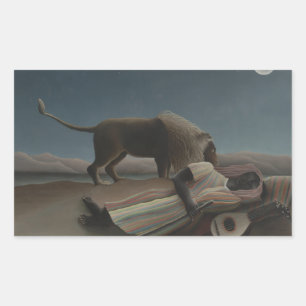 Henri Rousseau - Die schlafende Sinti und Roma Rechteckiger Aufkleber