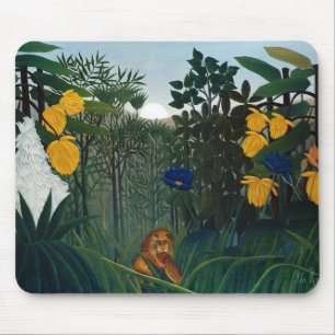 Henri Rousseau Die Vergangenheit des Löwenbotanisc Mousepad