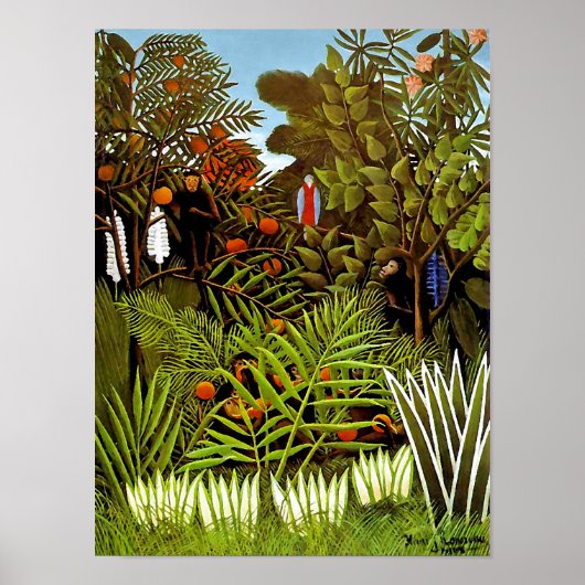 Henri Rousseau - Exotische Landschaft Dschungel Ku Poster (Vorne)