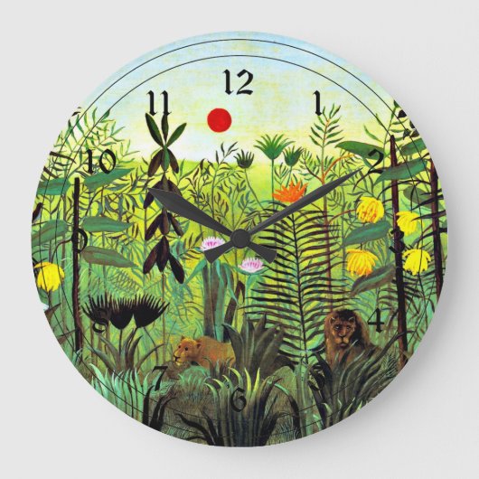 Henri Rousseau - Exotische Landschaft mit Löwe Große Wanduhr (Vorderseite)