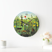 Henri Rousseau - Exotische Landschaft mit Löwe Große Wanduhr (Zuhause)