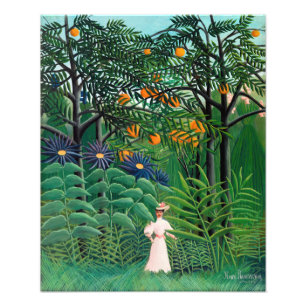 Henri Rousseau - Frau, die in einem exotischen Wal Fotodruck