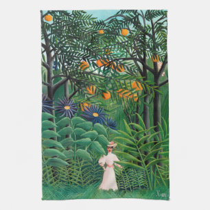 Henri Rousseau - Frau, die in einem exotischen Wal Geschirrtuch