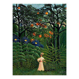 Henri Rousseau - Frau, die in einem exotischen Wal Poster