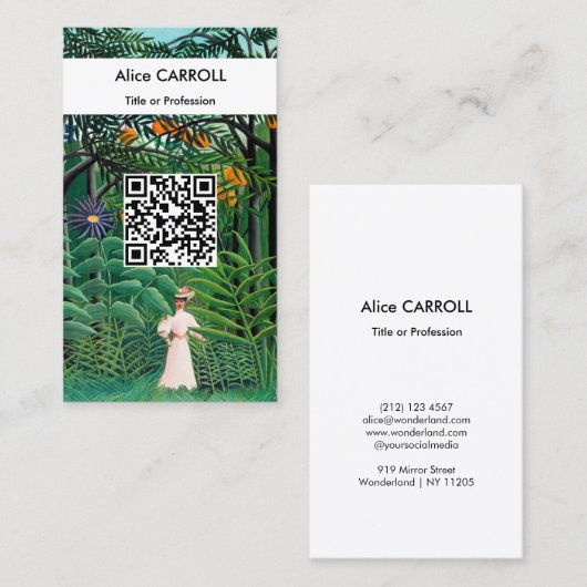 Henri Rousseau - Frau im Exotischen Wald - QR-Code Visitenkarte (Vorne/Hinten)