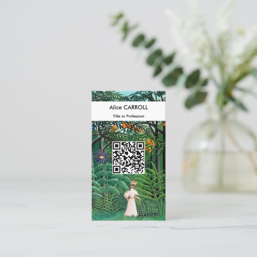 Henri Rousseau - Frau im Exotischen Wald - QR-Code Visitenkarte (Stehend Vorderseite)