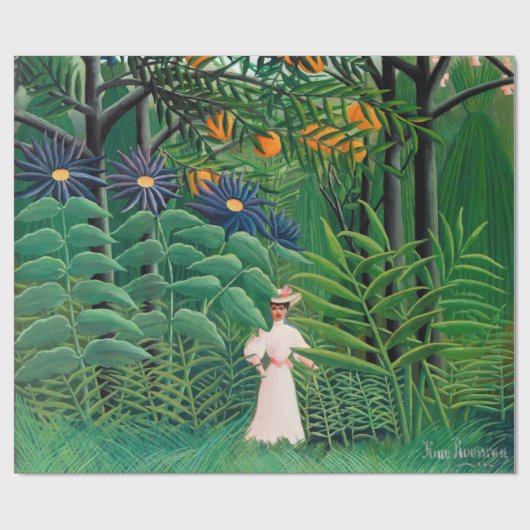 Henri Rousseau - Frauen wandern in einem exotische Geschenkpapier (Flach)