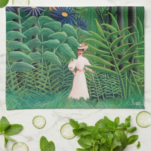 Henri Rousseau - Frauen wandern in einem exotische Geschirrtuch (Gefaltet)