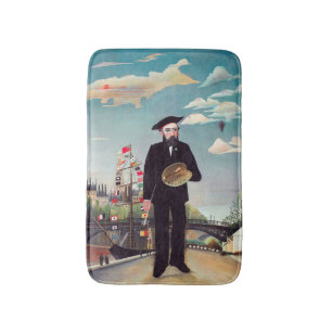 Henri Rousseau - Ich selbst Portrait Landschaft Badematte