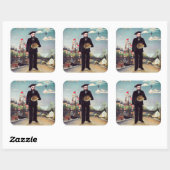 Henri Rousseau - Ich selbst Portrait Landschaft Quadratischer Aufkleber (Blatt)