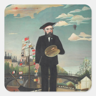 Henri Rousseau - Ich selbst Quadratischer Aufkleber