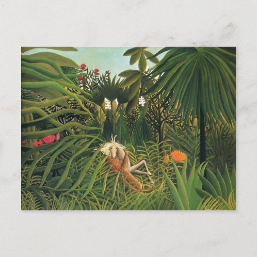 Henri Rousseau - Jaguar attackiert ein Pferd Postkarte (Vorderseite)