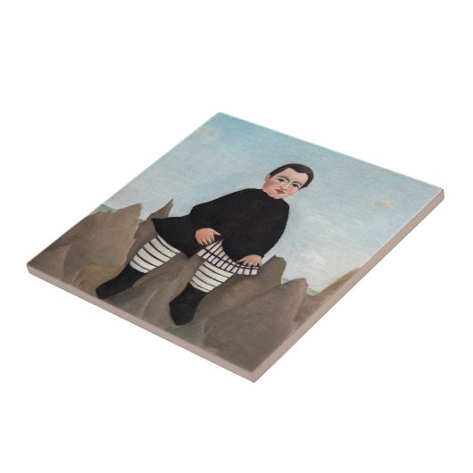 Henri Rousseau - Junge auf den Felsen Fliese (Seite)