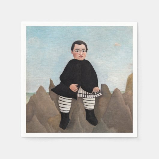 Henri Rousseau - Junge auf den Felsen Serviette (Vorderseite)