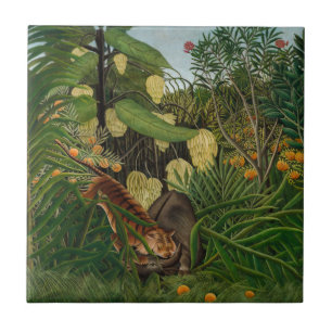 Henri Rousseau - Kampf zwischen Tiger und Büffel Fliese