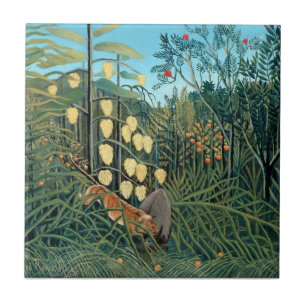 Henri Rousseau - Kämpfender Tiger und Büffel Fliese