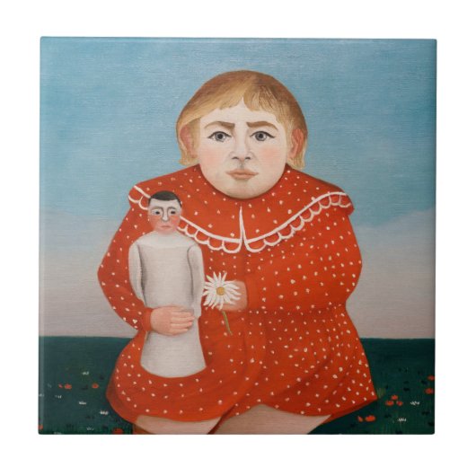 Henri Rousseau - Kind mit Puppe Fliese (Vorderseite)