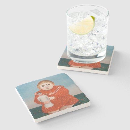 Henri Rousseau - Kind mit Puppe Steinuntersetzer (Seitenansicht)