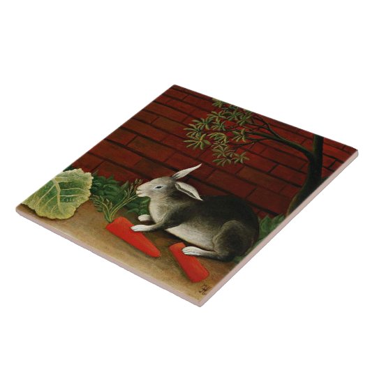 Henri Rousseau Kunstwerk, Rabbit Fliese (Seite)