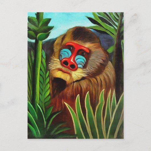 Henri Rousseau Mandrill im Dschungel Vintage Kunst Postkarte (Vorderseite)