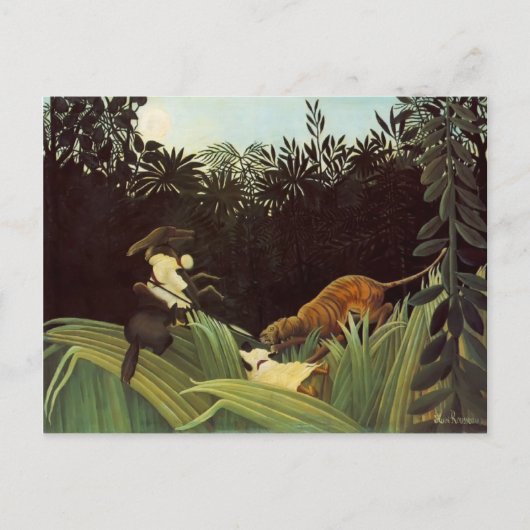 Henri Rousseau - Pfadfinder von einem Tiger angegr Postkarte (Vorderseite)