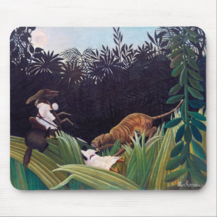Henri Rousseau - Pfadfinder werden von einem Tiger Mousepad