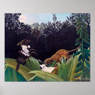 Henri Rousseau - Pfadfinder werden von einem Tiger Poster