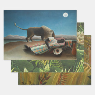 Henri Rousseau Schlafen Sinti und Roma Löwenmalere Geschenkpapier Set