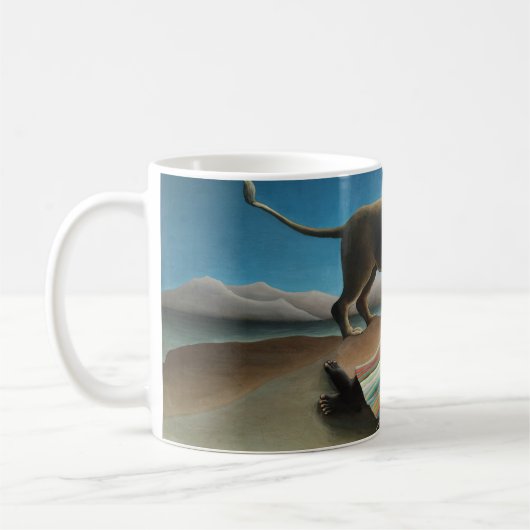 Henri Rousseau Schlafen Sinti und Roma Löwenmalere Kaffeetasse (Links)
