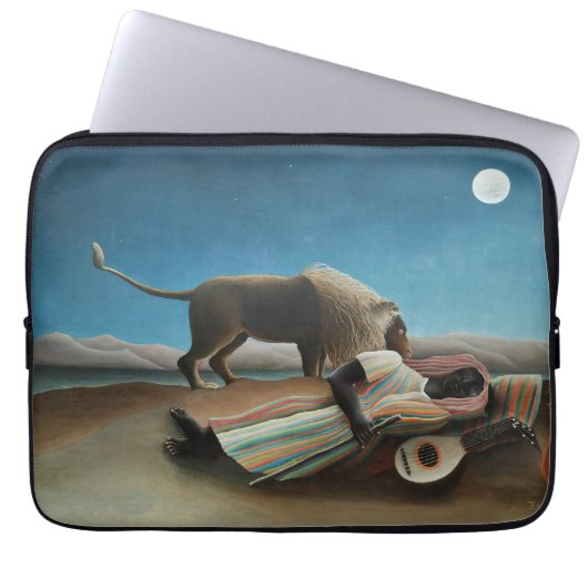 Henri Rousseau Schlafen Sinti und Roma Löwenmalere Laptopschutzhülle (Vorderseite)