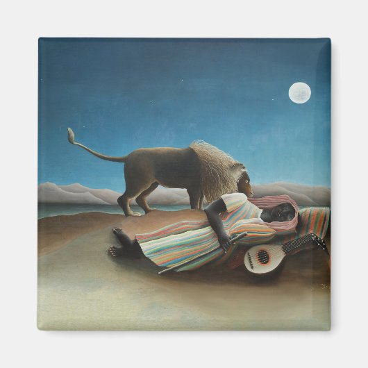 Henri Rousseau Schlafen Sinti und Roma Löwenmalere Magnet (Vorne)