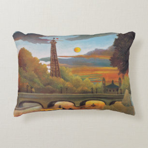 Henri Rousseau - Seine und Eiffelturm bei Sonnenun Dekokissen