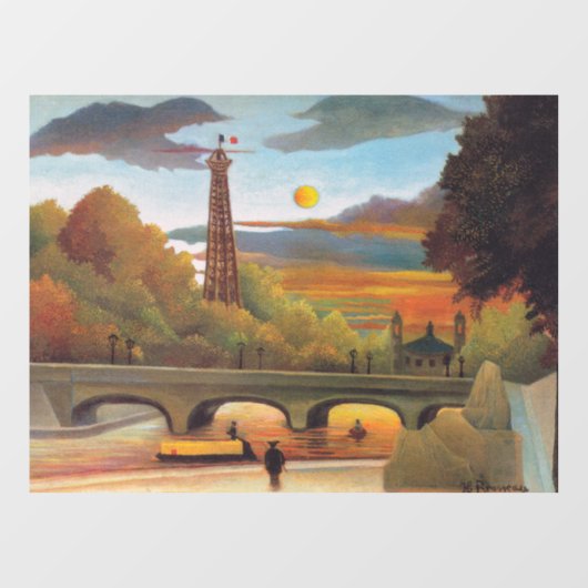 Henri Rousseau - Seine und Eiffelturm im Sonnenunt Fensteraufkleber (Blatt)