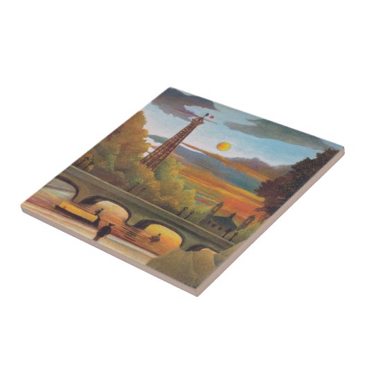 Henri Rousseau - Seine und Eiffelturm im Sonnenunt Fliese (Seite)