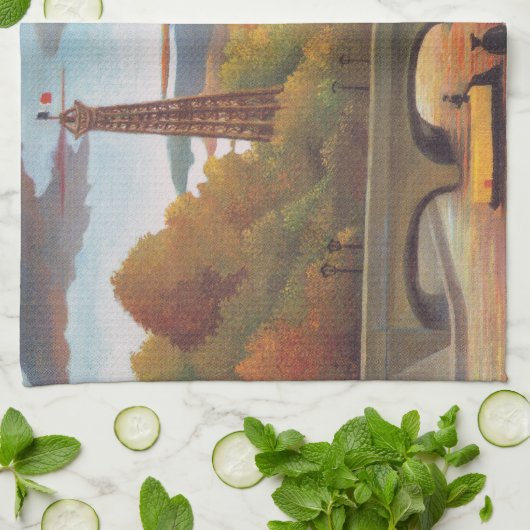 Henri Rousseau - Seine und Eiffelturm im Sonnenunt Geschirrtuch (Gefaltet)