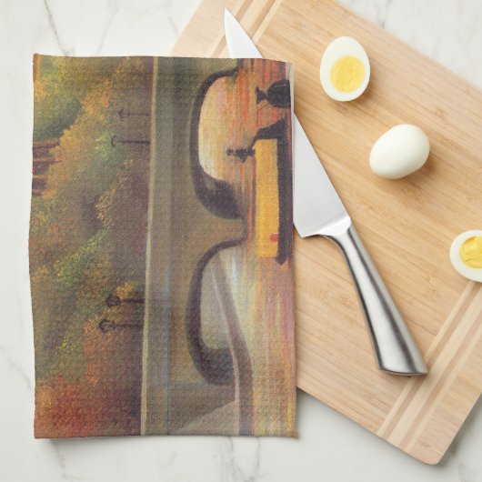 Henri Rousseau - Seine und Eiffelturm im Sonnenunt Geschirrtuch (Viertel Falte)