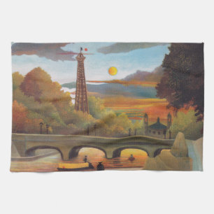 Henri Rousseau - Seine und Eiffelturm im Sonnenunt Geschirrtuch
