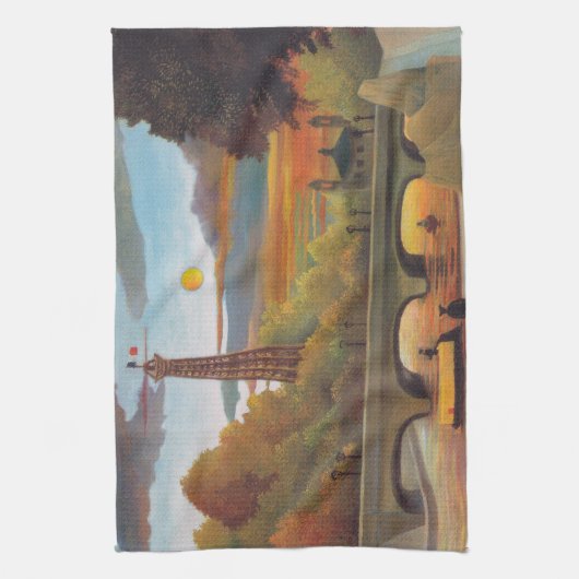 Henri Rousseau - Seine und Eiffelturm im Sonnenunt Geschirrtuch (Vertikal)