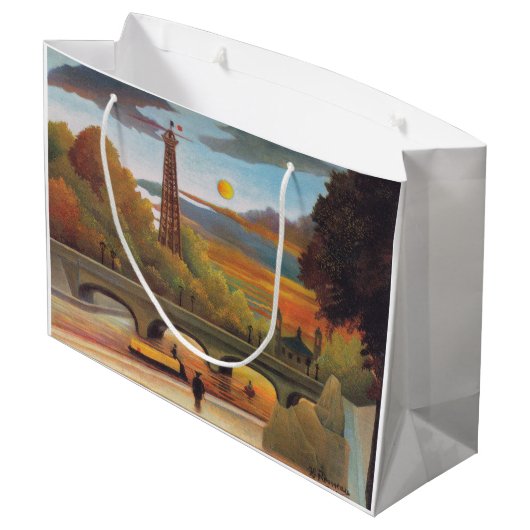Henri Rousseau - Seine und Eiffelturm im Sonnenunt Große Geschenktüte (Rückseite Schrägansicht)