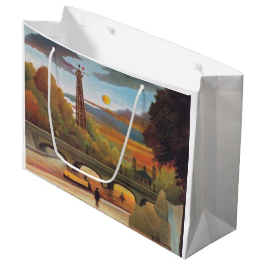 Henri Rousseau - Seine und Eiffelturm im Sonnenunt Große Geschenktüte (Vorderseite Schrägansicht)