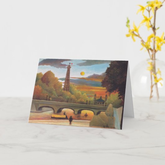 Henri Rousseau - Seine und Eiffelturm im Sonnenunt Karte (Gelbe Blume)
