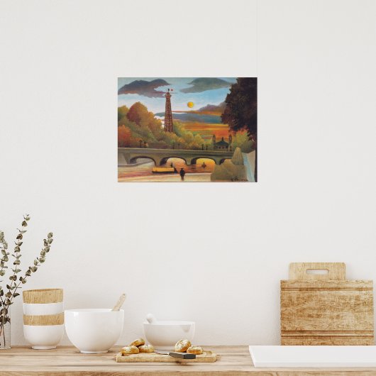 Henri Rousseau - Seine und Eiffelturm im Sonnenunt Poster (Küche)